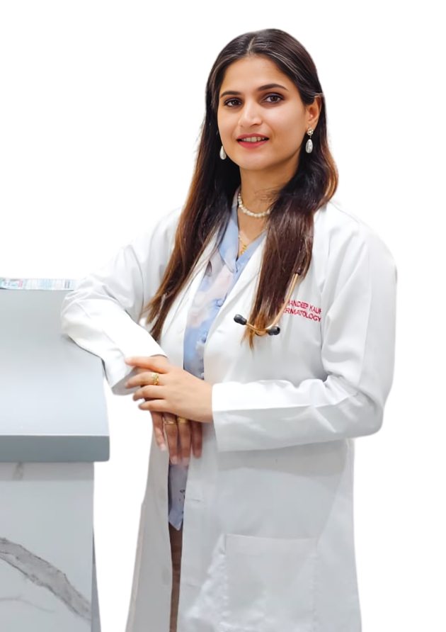 Smiling medical professional in a lab coat