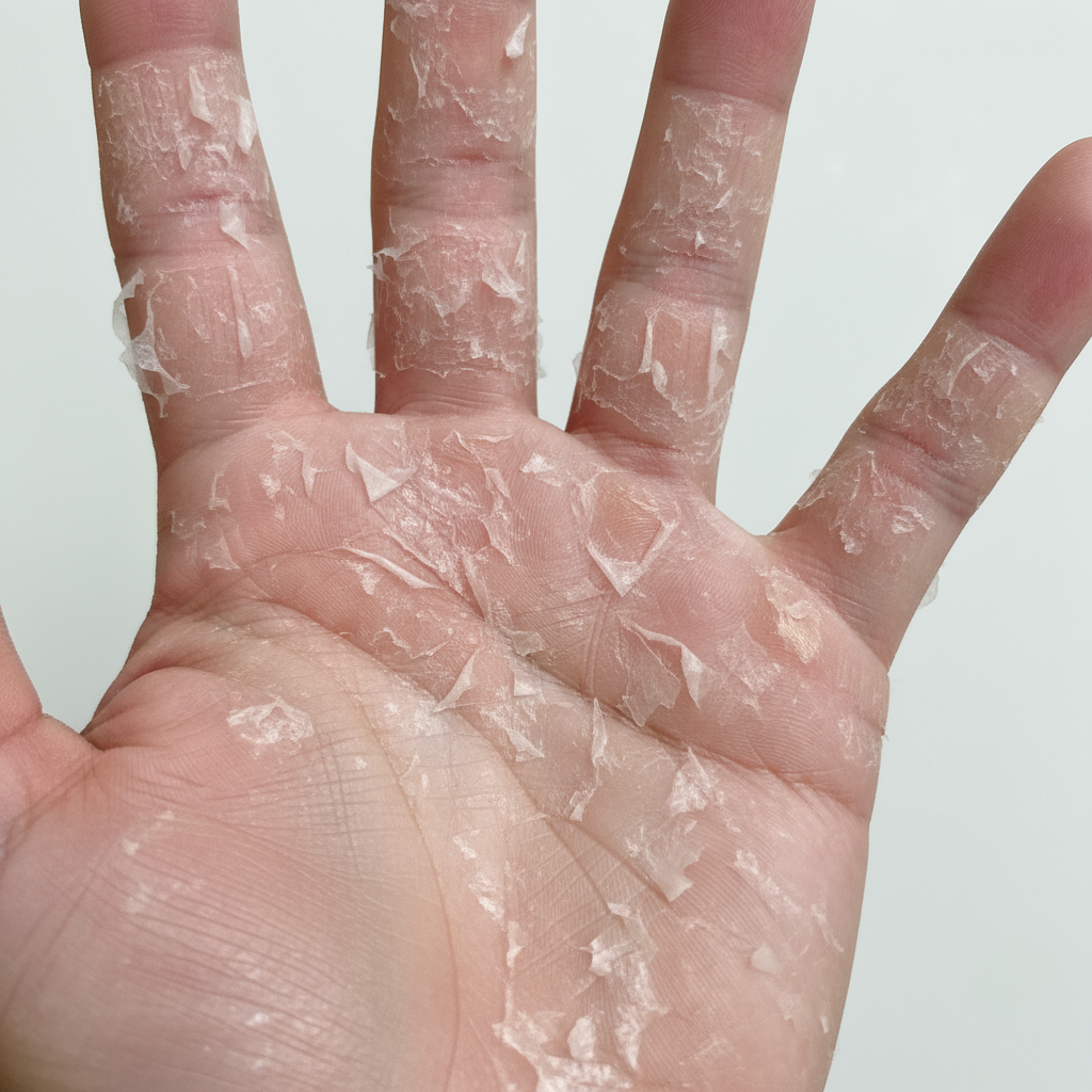 Fungal skin infection treatment illustration showing healthy skin recovery